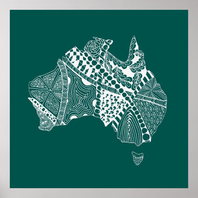 Poster Carte d'Australie d'origine Art - Choisissez votre (Devant)