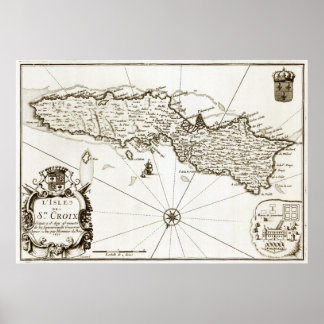 Poster Carte de 1671 Sainte-Croix Virgin Islands Danish W