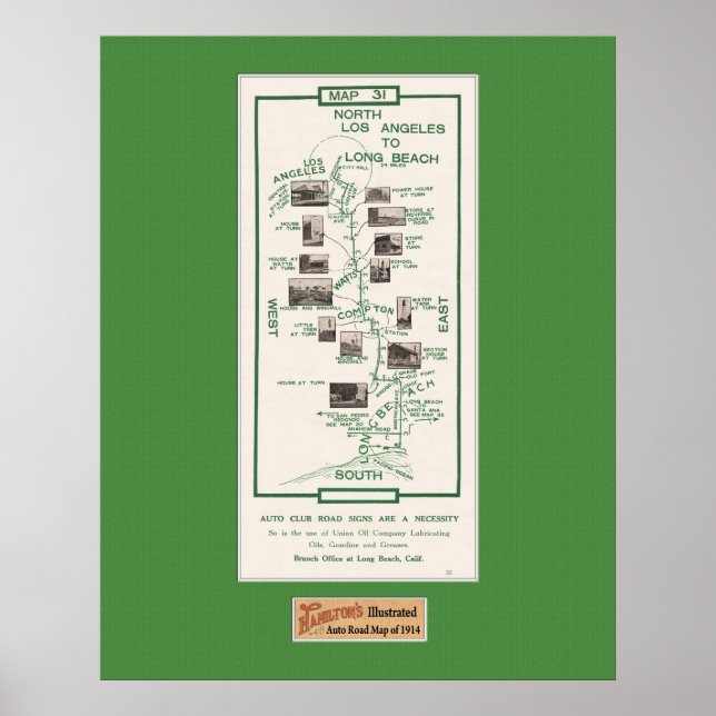 Poster Carte de 1914, LA à Long Beach (Devant)