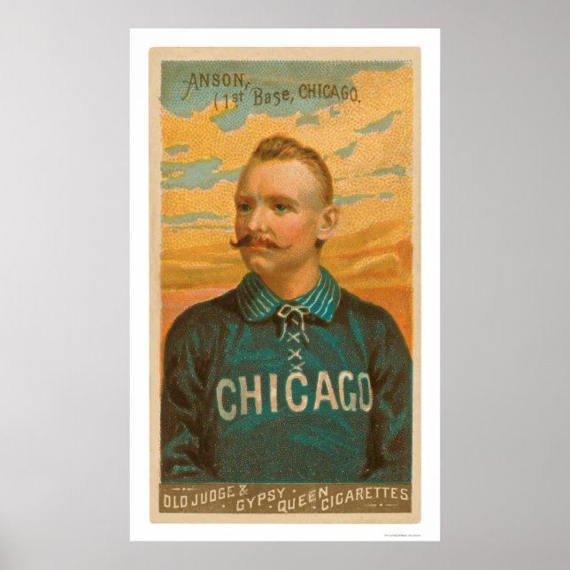 Poster Carte de baseball Anson casquette 1888 (Devant)