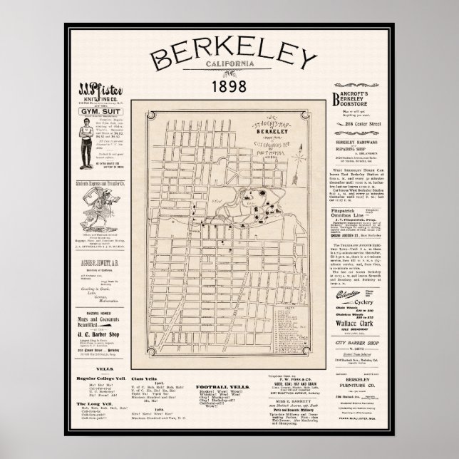 Poster Carte de Berkeley 1898 (Devant)
