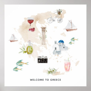 Poster Carte de bienvenue en Grèce