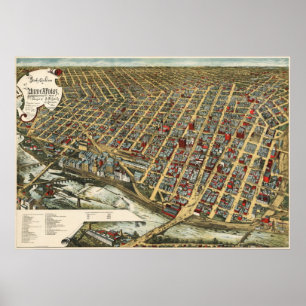 Poster Carte de birdseye de Minneapolis - 1891 (Smith)