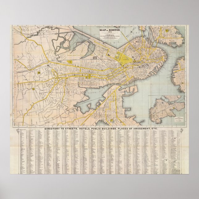 Poster Carte De Boston (Devant)