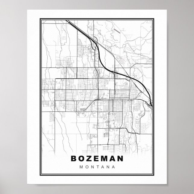 Poster Carte de Bozeman (Devant)