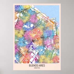 Poster Carte de Buenos Aires Argentine