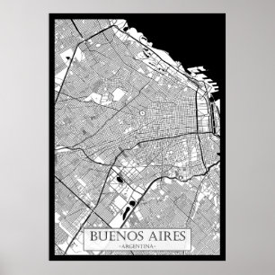 Poster Carte de Buenos Aires Argentine