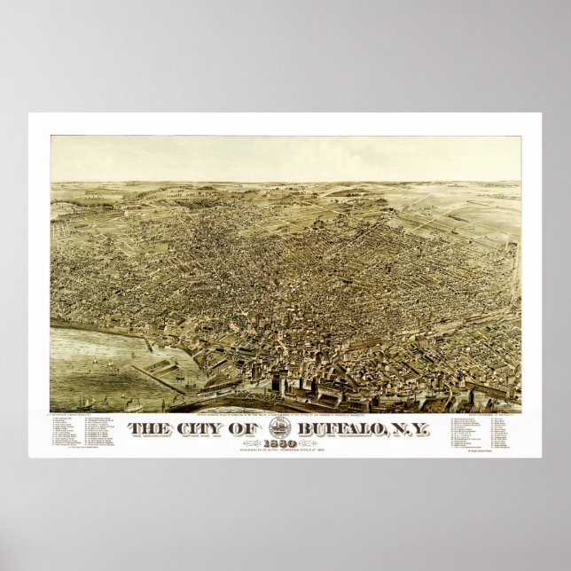 Poster Carte de Buffalo, New York de 1880 (Devant)
