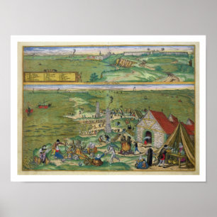 Poster Carte de Cadix, de "Civitates Orbis Terrarum" par