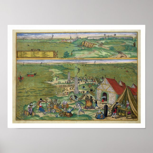 Poster Carte de Cadix, de Civitates Orbis Terrarum par G (Devant)