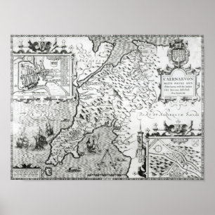 Poster Carte de Caernarvon, 1616