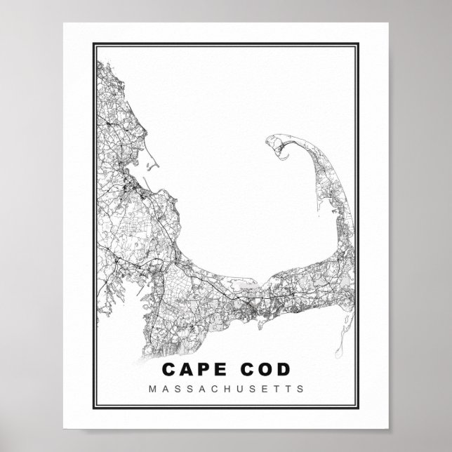 Poster Carte de Cape Cod (Devant)