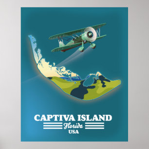 Poster Carte de Captiva Island Florida USA