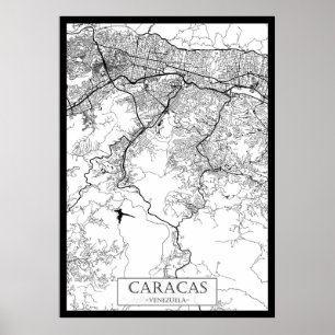 Poster Carte de Caracas Venezuela