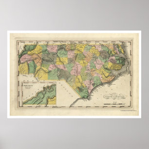 Poster Carte de Caroline du Nord 1814