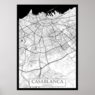 Poster Carte de Casablanca Maroc