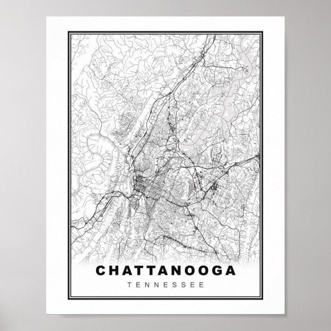 Poster Carte de Chattanooga (Devant)