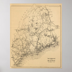 Poster Carte de chemin de fer du Maine