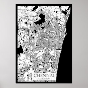 Poster Carte de Chennai Tamil Nadu