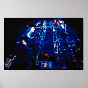 Poster Carte de circuit bleu en perspective