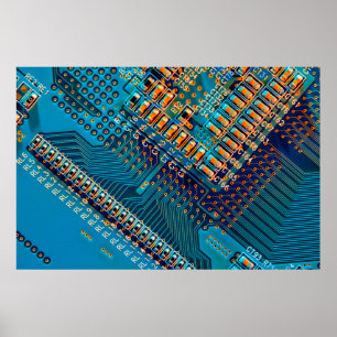 Poster Carte de circuit électronique de près. ordinateur,