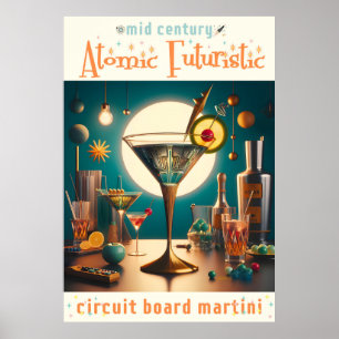 Poster Carte de circuit futuriste atomique Martini