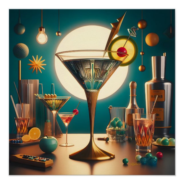 Poster Carte de circuit futuriste atomique Martini (Devant)