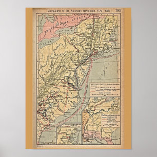 Poster Carte de colonies de révolution américaine