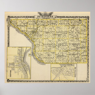 Poster Carte de comté, de Moline et de Dunleith de