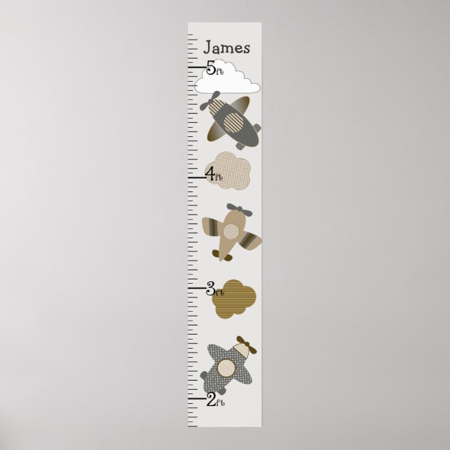Poster Carte de croissance des avions Brown et Tan Gardez (Devant)
