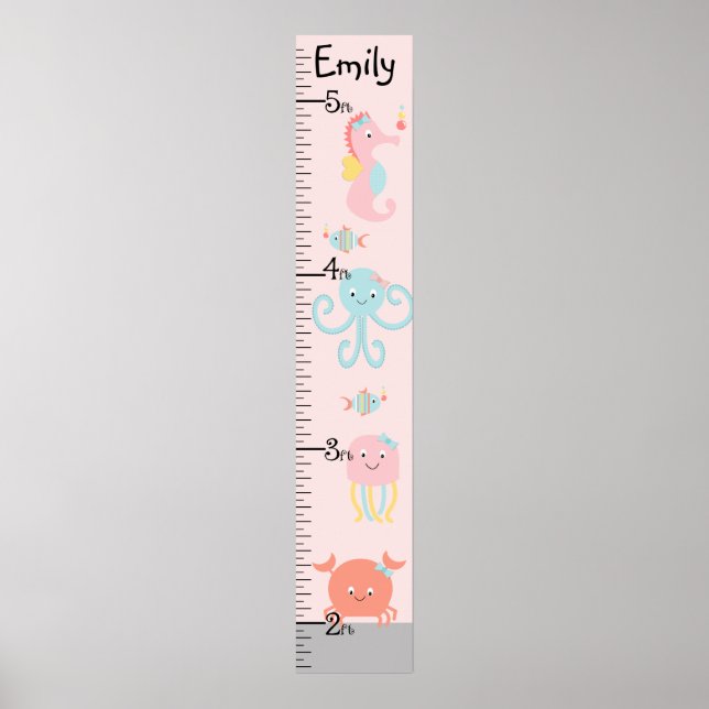 Poster Carte de croissance Girly Ocean Life Gardez à 8x44 (Devant)
