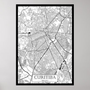 Poster Carte de Curitiba Brésil