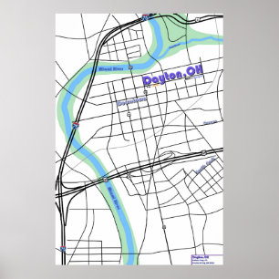 Poster Carte de Dayton OH
