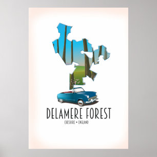 Poster Carte de Delamere Forest Cheshire Angleterre