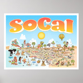 Poster Carte de dessin de SoCal