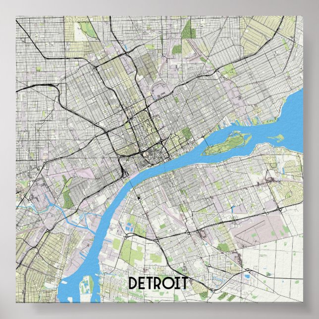 Poster Carte de Détroit (Devant)