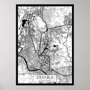 Poster Carte de Dhaka Bangladesh