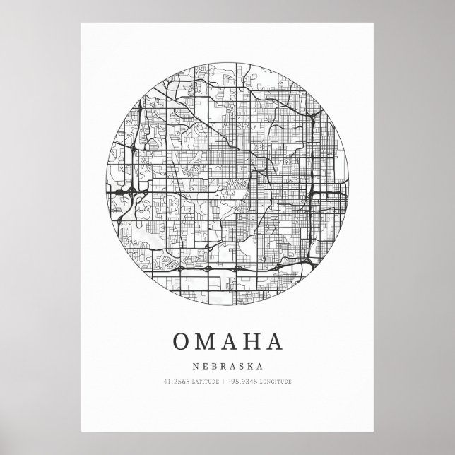 Poster Carte de disposition de la rue Omaha Nebraska (Devant)