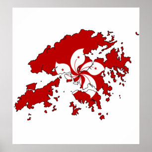 Poster Carte de drapeau de Hong Kong normale
