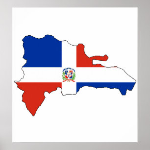 Poster Carte de drapeau de la République Dominicaine