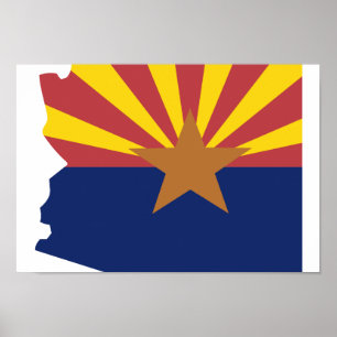 Poster Carte de drapeau de l'Arizona