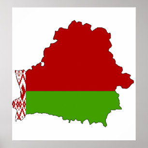 Poster Carte de drapeau du Belarus normale