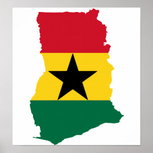 Poster Carte de drapeau du Ghana normale