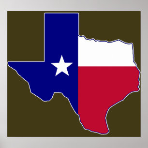 Poster Carte de drapeau du Texas