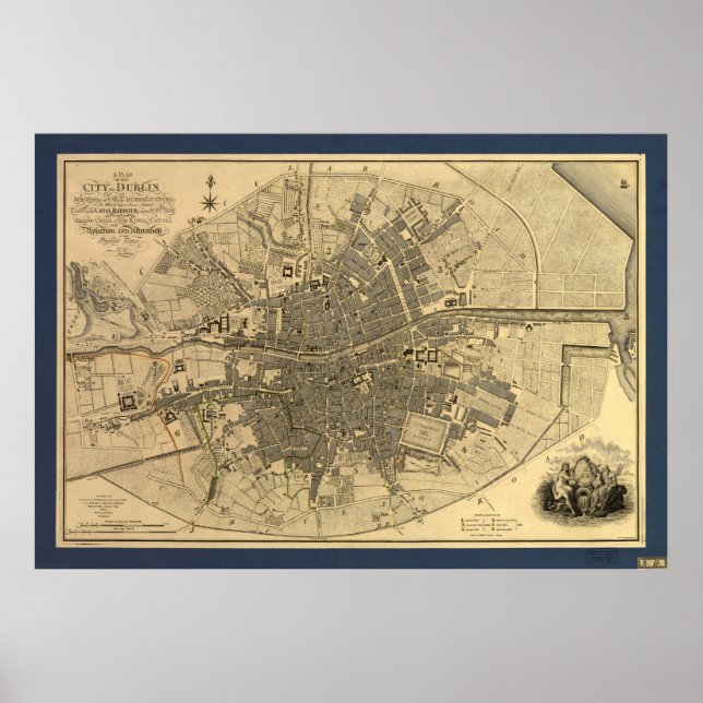 Poster Carte de Dublin Irlande 1797 (Devant)