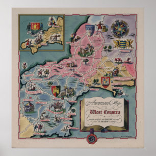 Poster Carte de Dunlop du pays occidental, Angleterre
