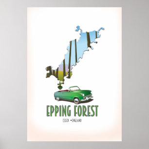 Poster carte de Epping Forest Essex Angleterre