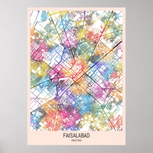 Poster Carte de Faisalabad Pakistan