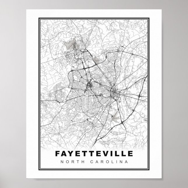 Poster Carte de Fayetteville (Devant)