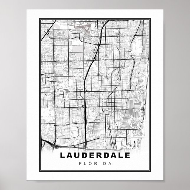 Poster Carte de Fort Lauderdale (Devant)